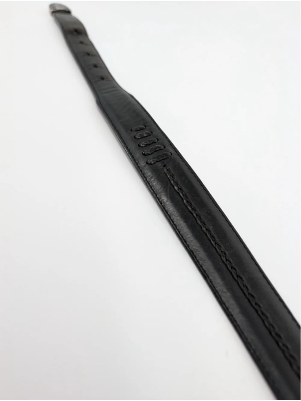 Vintage 1993 Onyx by Brighton 74803 Black Leather Rope Stitch Western Belt 40